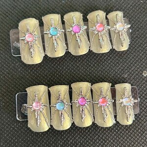 pearl shimmer bling press on nails