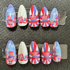 fun 4th of july design press on nails