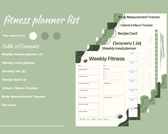 fitness, fitness planner, planner, healthy living, macro count, weight loss, printable and removable, planner kate1, fitness daily,