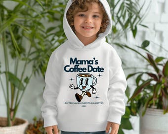 Mama's Coffee date Cute gift for Moms cute Mommy and me matching tops fun toddler Fleece hoodies kids gift kids clothes Toddler sweatshirts