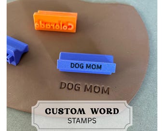 Custom word stamp (1-10 characters long), custom text, personalized stamp, polymer clay tool, personalized clay supplies, clay letters