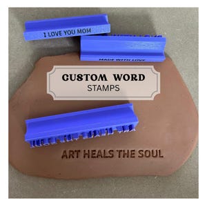 Custom word stamp (1-25 characters long), custom text, personalized stamp, letter stamp, initials stamp, pottery tool, polymer clay tool