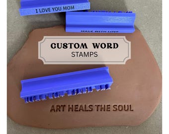 Custom word stamp (1-25 characters long), custom text, personalized stamp, letter stamp, initials stamp, pottery tool, polymer clay tool
