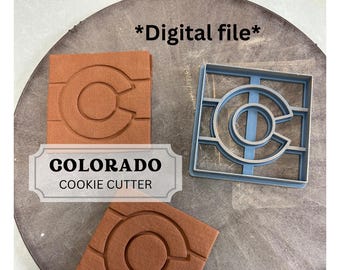 Colorado flag cookie cutter - Digital File only, Colorado state, Colorado stamp, state symbol, clay pottery tool, polymer stamp