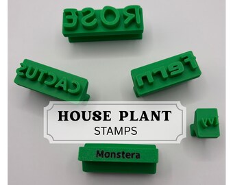 House plant stamps, clay stamp, polymer stamp, playdoh stamp, DIY, pottery tool, clay tool