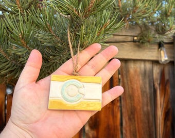 Handmade Colorado Flag Magnet or Ornament: 3D Clay Souvenir