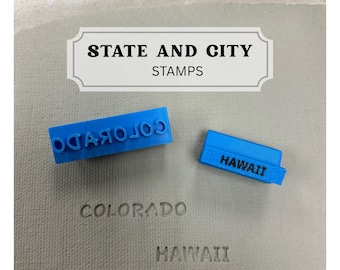 State and City clay stamps, USA, United States, state stamp, clay stamp, pottery tool, polymer clay tools