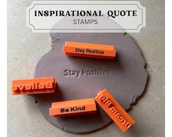 Inspirational quote stamps, empowering word clay stamps, inspo quotes, uplifting stamp set, clay stamp, polymer clay, leather stamp, custom