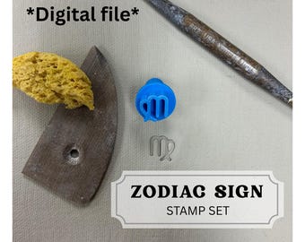 Zodiac sign stamps - Digital file only, clay stamp, pottery stamp, zodiac sign, Aquarius, Gemini, Cancer, Aries, clay tool, pottery tool