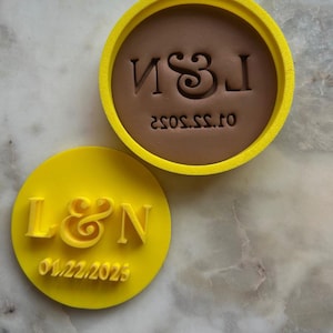 Custom Wedding Cookie Cutter: Initials & Date, Biscuit Stamp, clay stamp, polymer clay stamp