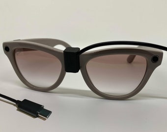 Meta Ray Ban Wayfarer Charging Cable - Male USB-C - Portable Clip On Adapter. Charger for Home, Work, Travel, Vacation