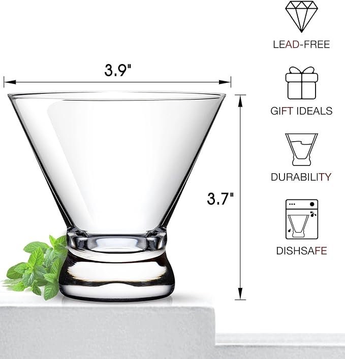 Personalized Stemless Martini Glasses for Bride & Bridesmaid Elegant