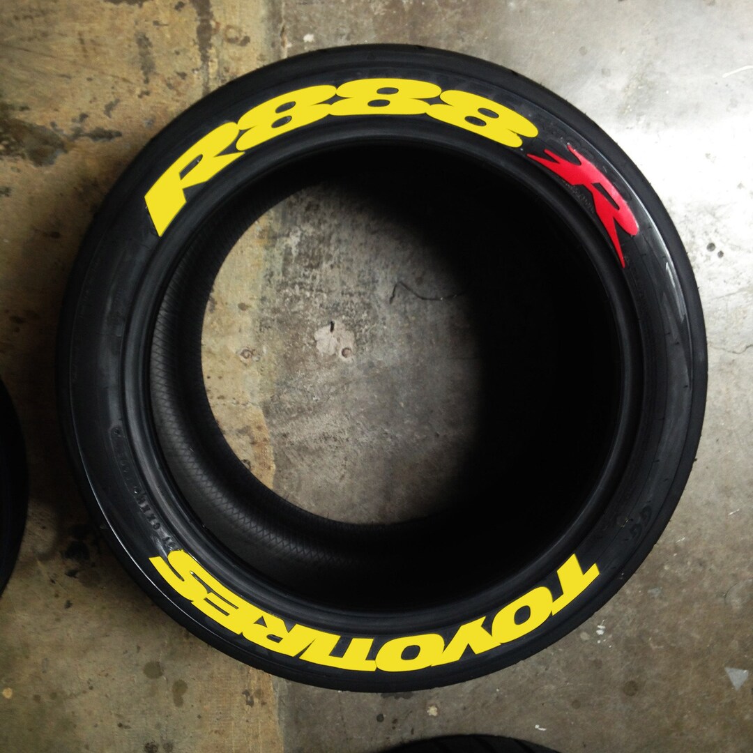 TOYO TIRES R888R Yellow Tire Stickers Tire Letters Decal Custom 1'' 8x ...