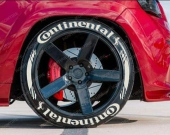 Pegatinas para neumáticos CONTINENTAL & STRIP, letras personalizadas para neumáticos, 1,25'', 8 unidades, pegatinas permanentes para neumáticos