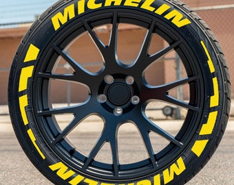 YELLOW MICHELIN & STRIP Reifenaufkleber Reifenaufkleber Benutzerdefinierte 1 &#39;&#39; 8x Permanent-Reifenaufkleber