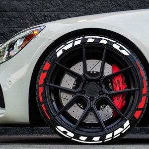 NITTO & STRIP Tire Stickers Tire Letters Decal Custom 1'' 8x Permanent Tire Stickers