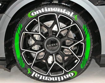 Calcomanías para neumáticos CONTINENTAL GREEN & STRIP, letras personalizadas para neumáticos, 1,25'', 8 calcomanías permanentes para neumáticos