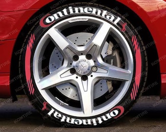 Calcomanías para neumáticos CONTINENTAL RED & STRIP, letras para neumáticos, calcomanías personalizadas de 1,25'', 8 calcomanías permanentes para neumáticos