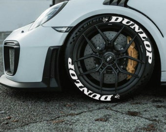 Pegatinas para neumáticos Dunlop Full White, letras personalizadas de 1 pulgada, 8 unidades, permanentes