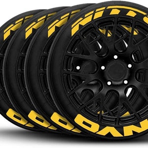 Adesivos de pneu amarelos NITTO INVO, decalque de letras de pneu personalizado, 1&#39;&#39;, 8x adesivos de pneu permanentes