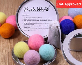 Catnip Silvervine Infused Wool Cat Toy Balls with Recharging Tin
