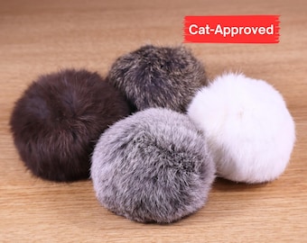 Rabbit Fur Cat Kicker Toy Balls: Natural Triple Attraction with Catnip & Silvervine Fruit