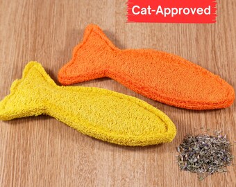 Catnip Silvervine Jumbo Fish Kicker Cat Toy: Natural Loofah Dental Chew Toy