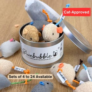 Jouet pour chat et souris infusé d'herbe à chat | Jouet pour chat Silvervine avec boîte de recharge | Interactif et rechargeable | Bulle bleue