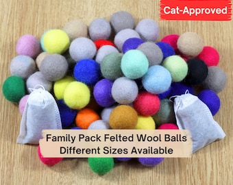 Catnip Silvervine Infused Wool Felt Balls: Cat Toy Family Pack, Fetch Toy for Cats