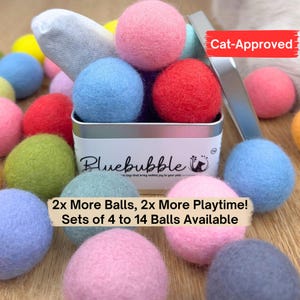 Boules en feutre géantes d'herbe à chat et de Silvervine avec boîte de recharge par Bluebubble, Nouvelle-Zélande Jouet pour chat en laine