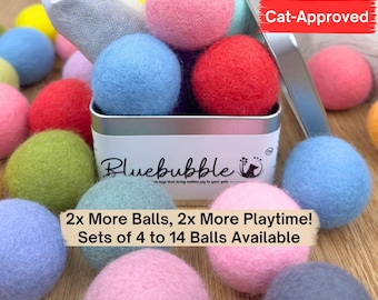Catnip Silvervine Infused Wool Cat Toy Balls with Recharging Tin, Fetch Toy for Cats