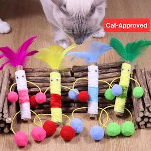 4 Pack Silvervine Cat Toys: Matatabi Buddy Sticks with Feathers