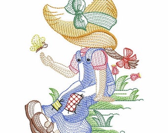 Embroidered 10 quilt blocks--Sunbonnet Sue