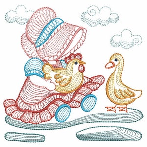 Embroidered Quilt Blocks Sunbonnet Sue 12 Blocks Farm Animals