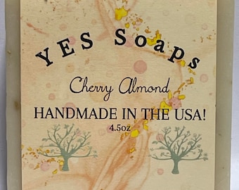 2 PACK! Almond Cherry Soap Artisan Handmade Cold Processed- 5 oz. - YES Soaps