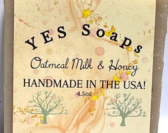 2 PACK! Oatmeal Milk & Honey Soap Artisan Handmade Cold Processed- 4.5 oz. - YES Soaps