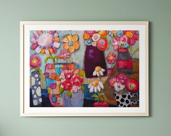 Colorful and Whimsical  Art on Paper Giclee Print Rectangle Orientation on Somerset Velvet Paper in Various Sizes by Jodi Ohl