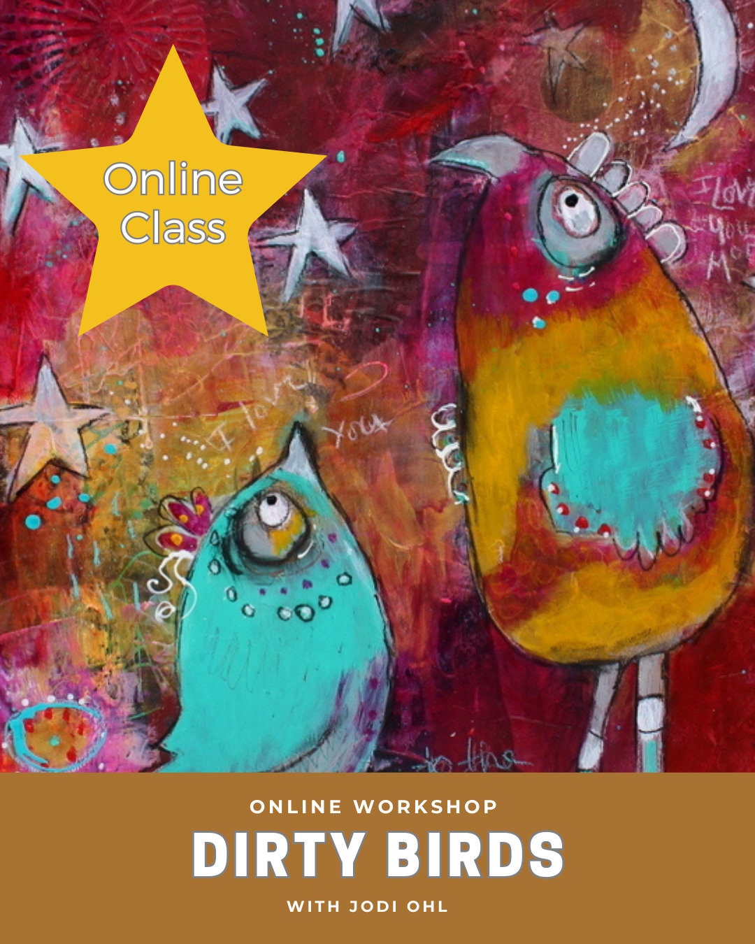 Online Course Learn to Create Whimsical Brids Acrylic Painting