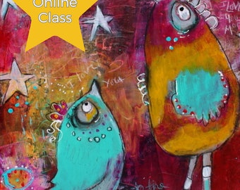 Online course Learn to create Whimsical Brids Acrylic Painting for Beginners Paint Characters  with Acrylic Paint Online Class with Jodi Ohl