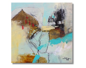 Modern Abstract LandscapeArt  | "Enter the Valley" acrylic painting |  Expressive Art for Your Home | 6x6  Abstract art by Jodi Ohl