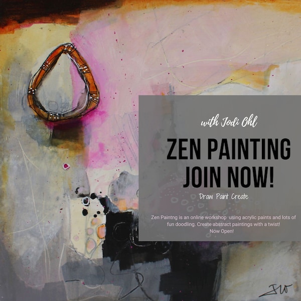 E Course Zen Painting Art Class:  Meditative  Illustrative Tutorial  Online Workshop by Jodi Ohl