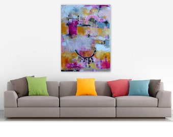 Colorful original Abstract painting Large 30 x 40 by artist and author Jodi Ohl