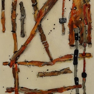Sticks and Stones Collection: Unique original art Strength in Numbers 4x12 by 1 1 /2 Painting by artist and author, Jodi Ohl image 3