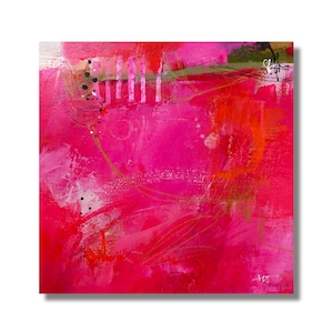 Hot Pink Art Contemporary & Vibrant Abstract Painting for Home Decor by Jodi Ohl Perfect Gift for Art Collectors 12x12 Canvas image 1