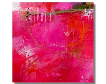 Hot Pink Art Contemporary & Vibrant Abstract Painting for Home Decor by Jodi Ohl | Perfect Gift for Art Collectors | 12x12 Canvas