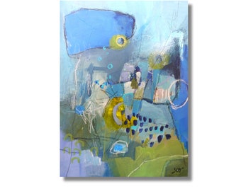 Blue Abstract Art  | "The Last Sapphire " | Expressive Artwork for Your Home | 6x8  Abstract art by Jodi Ohl
