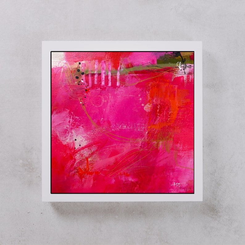 Hot Pink Art Contemporary & Vibrant Abstract Painting for Home Decor by Jodi Ohl Perfect Gift for Art Collectors 12x12 Canvas image 9