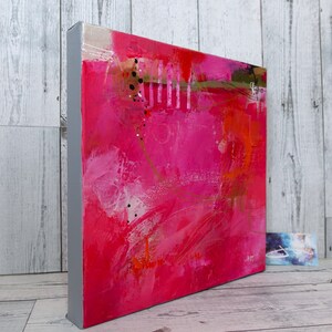Hot Pink Art Contemporary & Vibrant Abstract Painting for Home Decor by Jodi Ohl Perfect Gift for Art Collectors 12x12 Canvas image 4