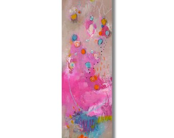 Whimsical Abstract Art | Colorful Abstract Painting | Small Artwork for Your Home | 4x12 Abstract art by Jodi Ohl