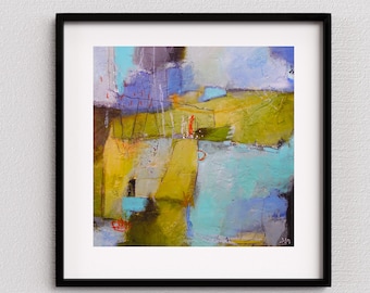 Blue Abstract Art for the Modern Home Giclee Print Square on Somerset Velvet Paper Various Sizes by Jodi Ohl